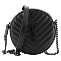 Saint Laurent Vinyle Round Camera Bag Matelasse Chevron Leather