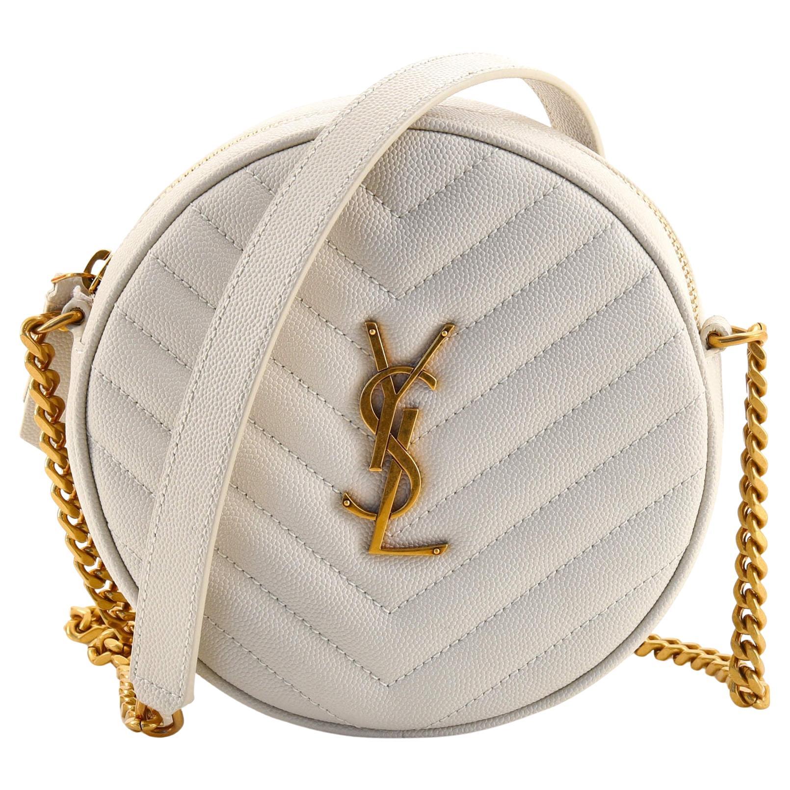 Saint Laurent Vinyle Round Camera Bag Matelasse Chevron Leather
