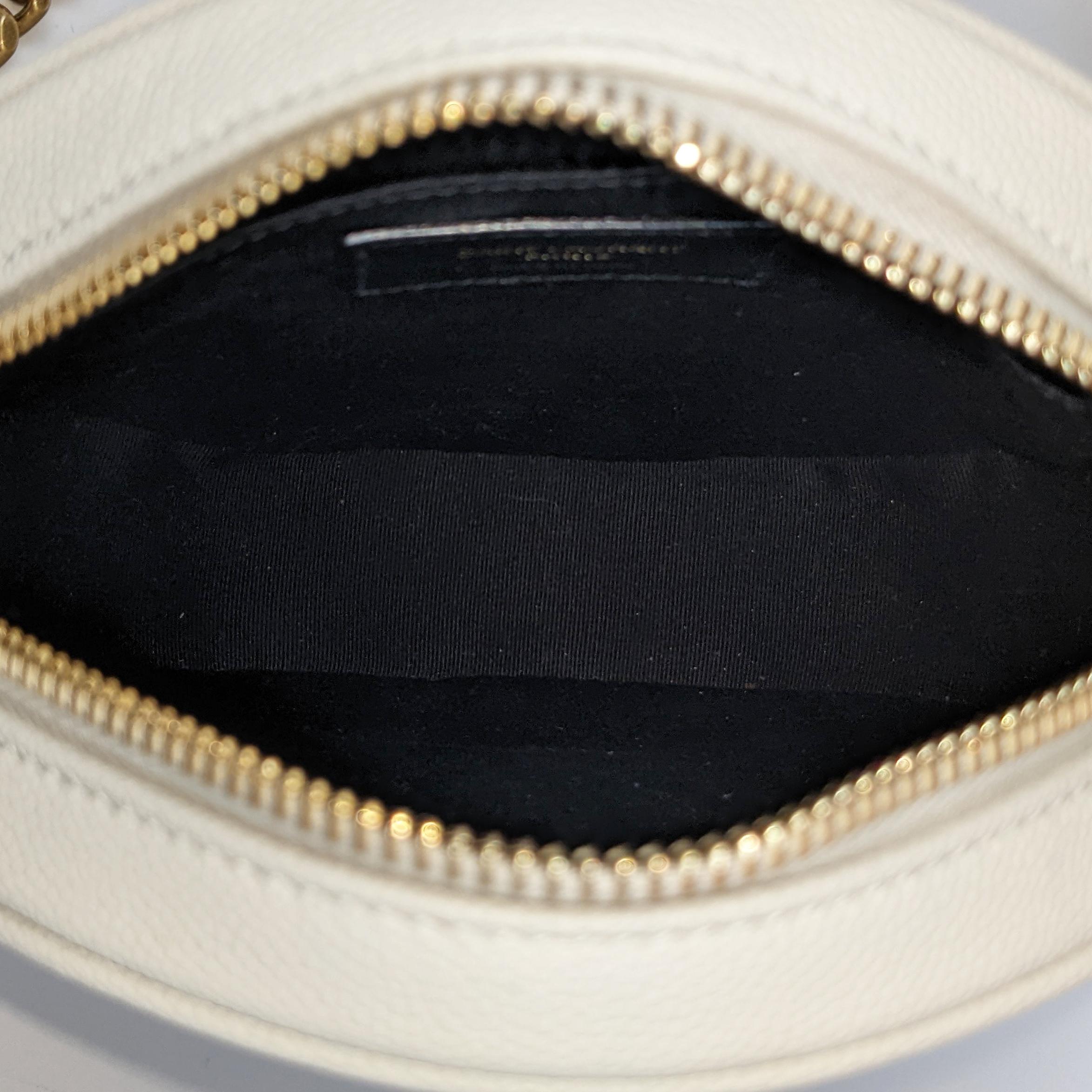Women's Saint Laurent Vinyle Round Camera White Leather Crossbody Bag