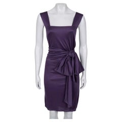Saint Laurent Violet Robe ceinturée 100% soie - Taille S