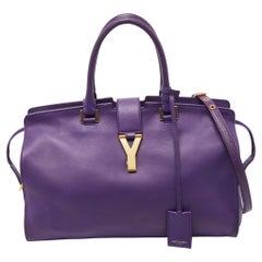 Saint Laurent Violet Leather Medium Cabas Y-Ligne Tote