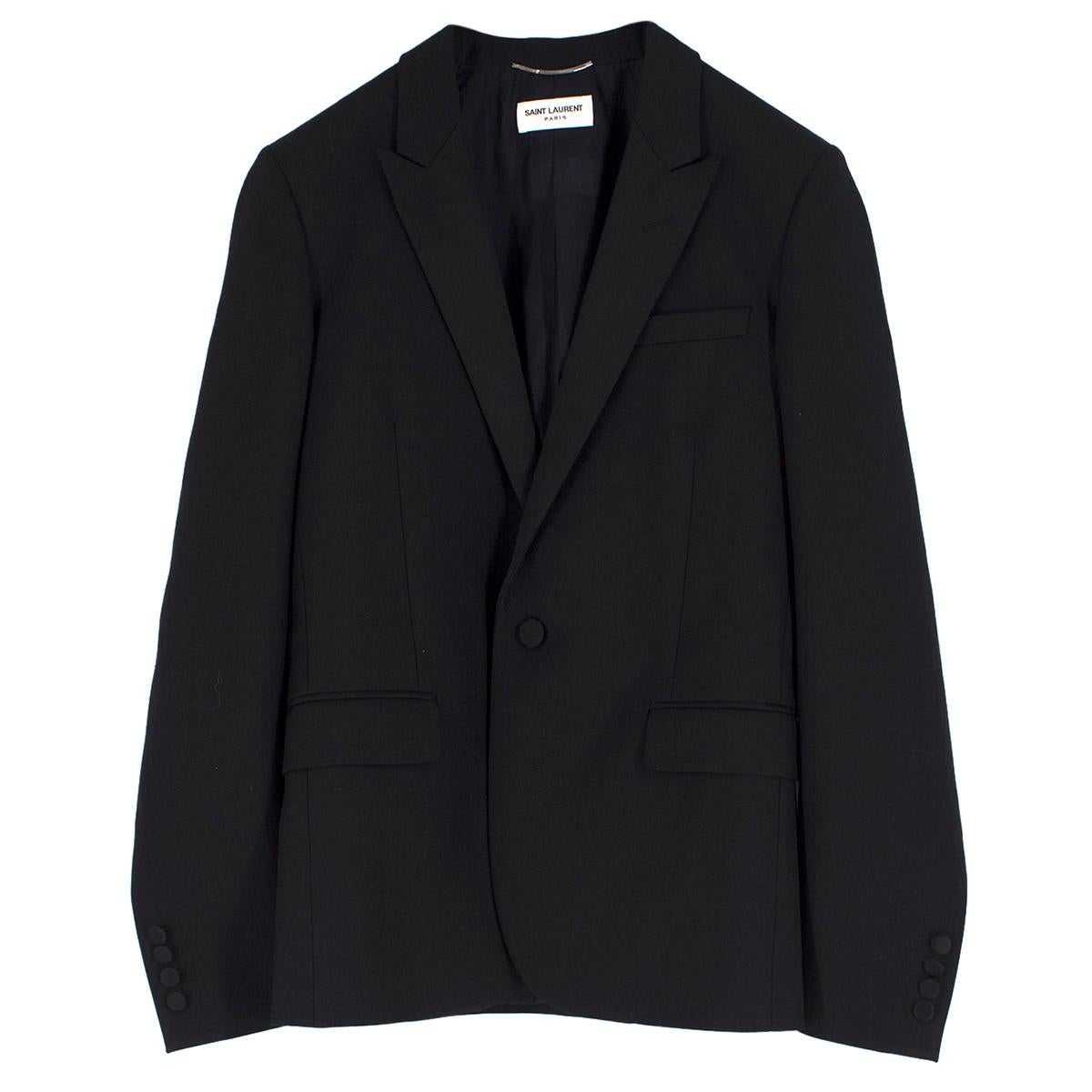 Black Saint Laurent Virgin Wool Le Smoking Jacket Size US 10 For Sale