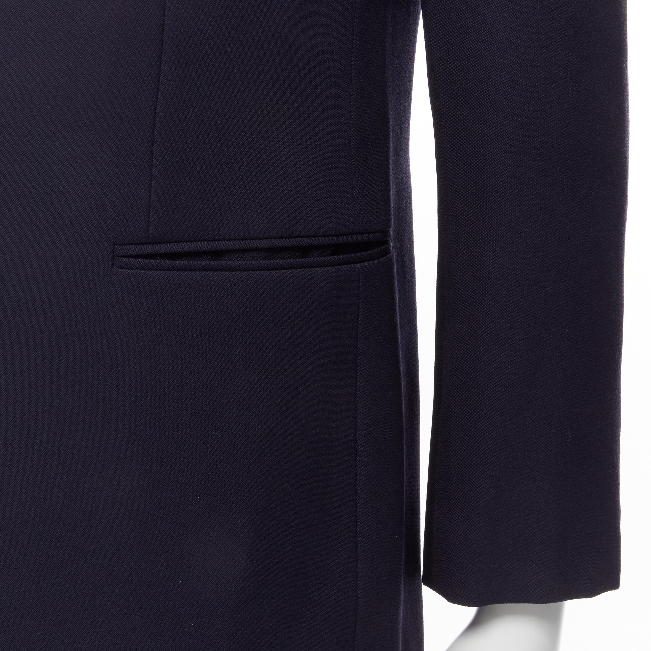 SAINT LAURENT - Combinaison blazer en laine vierge avec col châle en satin bleu marine EU50 L en vente 8