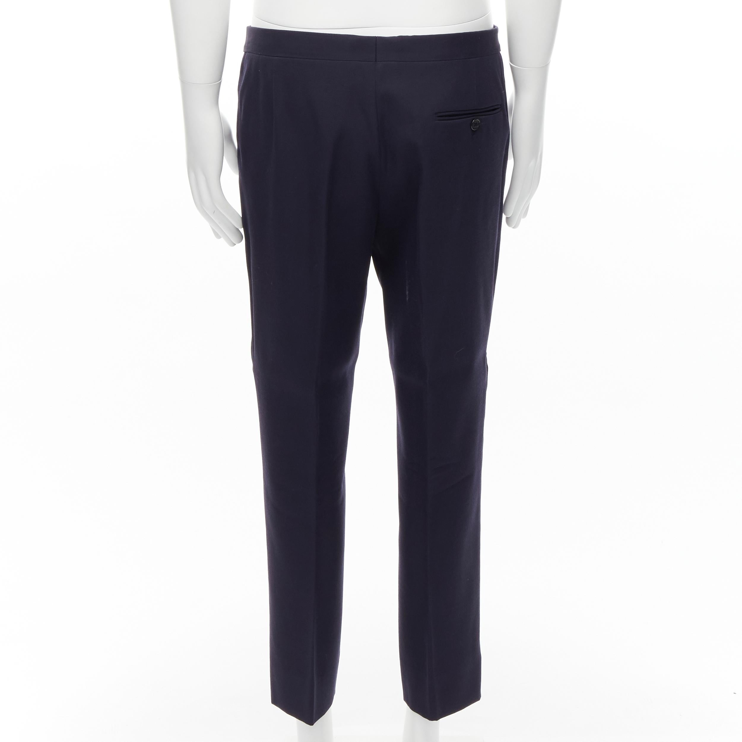 SAINT LAURENT - Combinaison blazer en laine vierge avec col châle en satin bleu marine EU50 L en vente 4