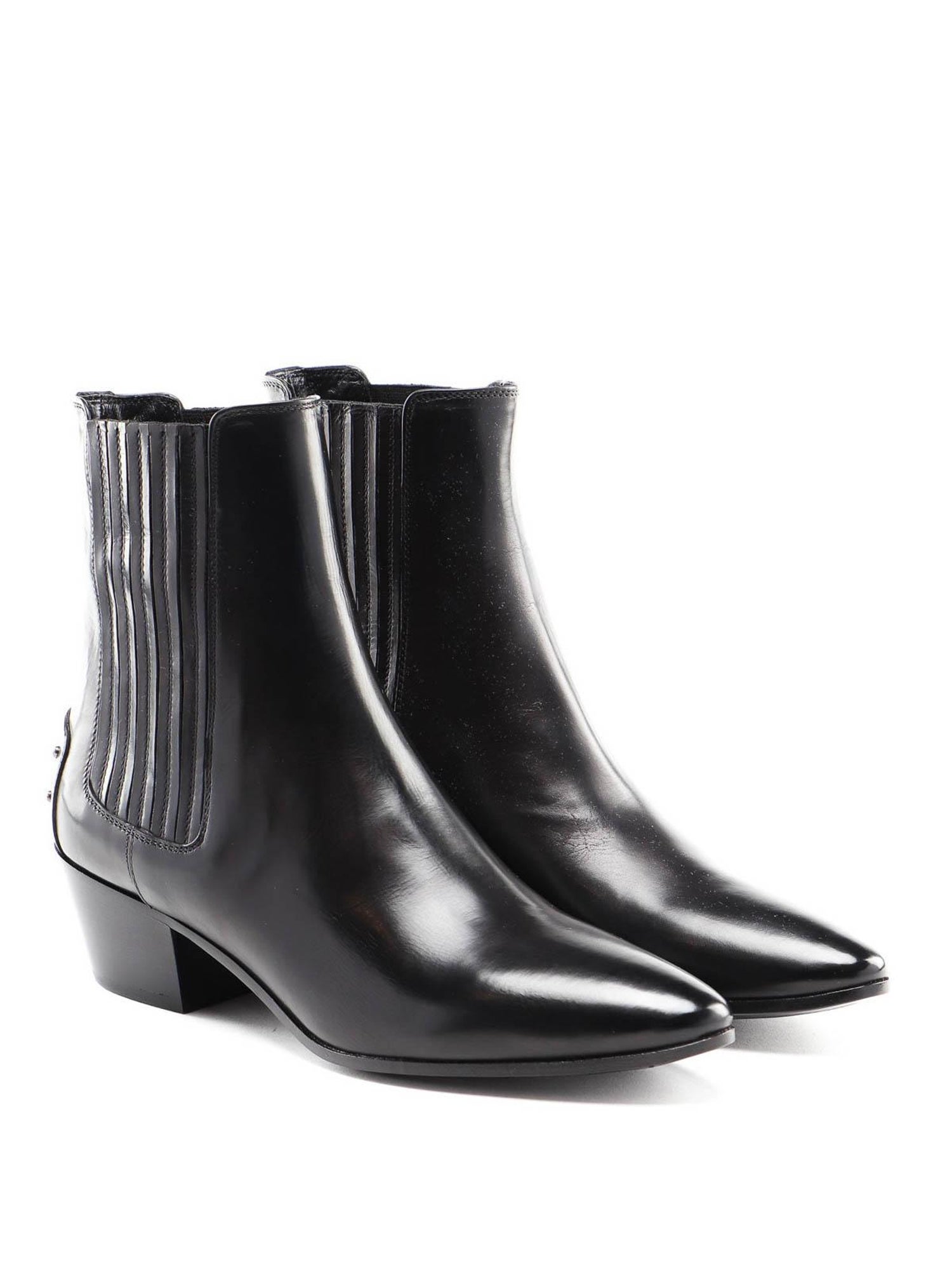 Saint Laurent "West 45 Chelsea" Black Leather Western Ankle Boots Size 39  For Sale at 1stDibs