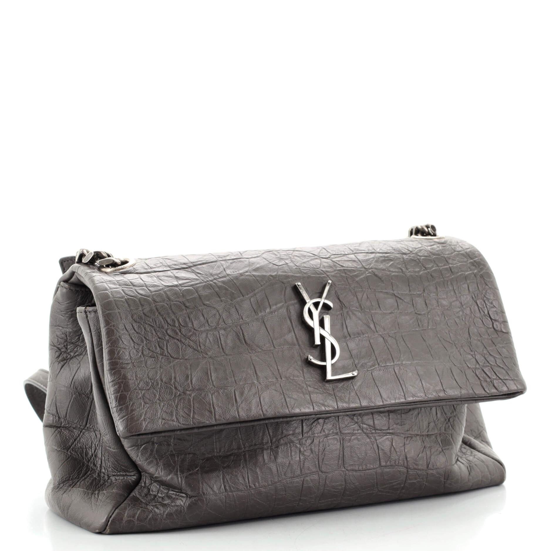 Saint Laurent West Hollywood Umhängetasche aus Leder mit Krokodilprägung Medium (Schwarz)