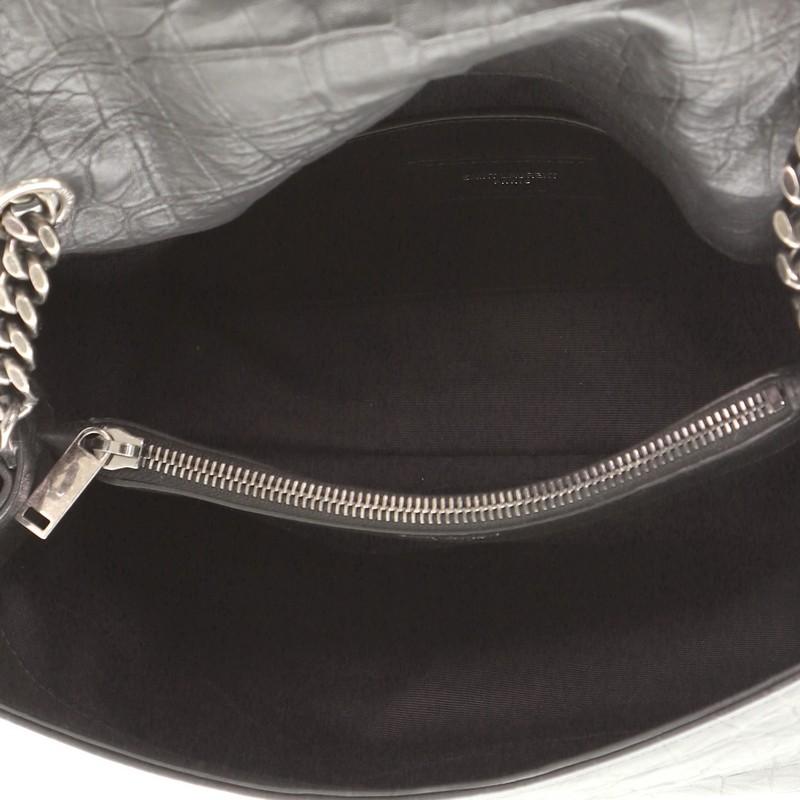 Black Saint Laurent West Hollywood Shoulder Bag Crocodile Embossed Leather Medium