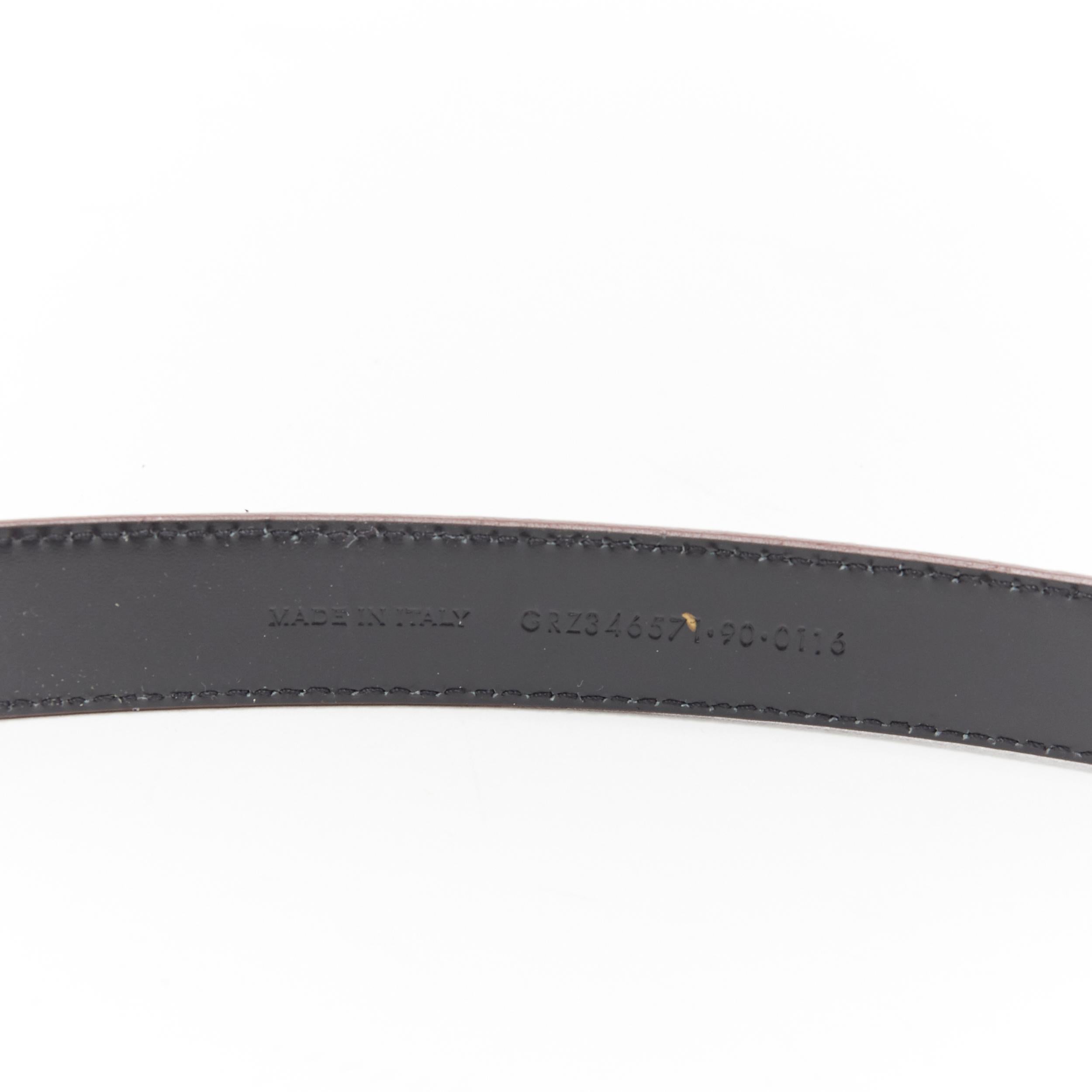 Gray SAINT LAURENT Western silver metal buckle brown scaled leather belt 32