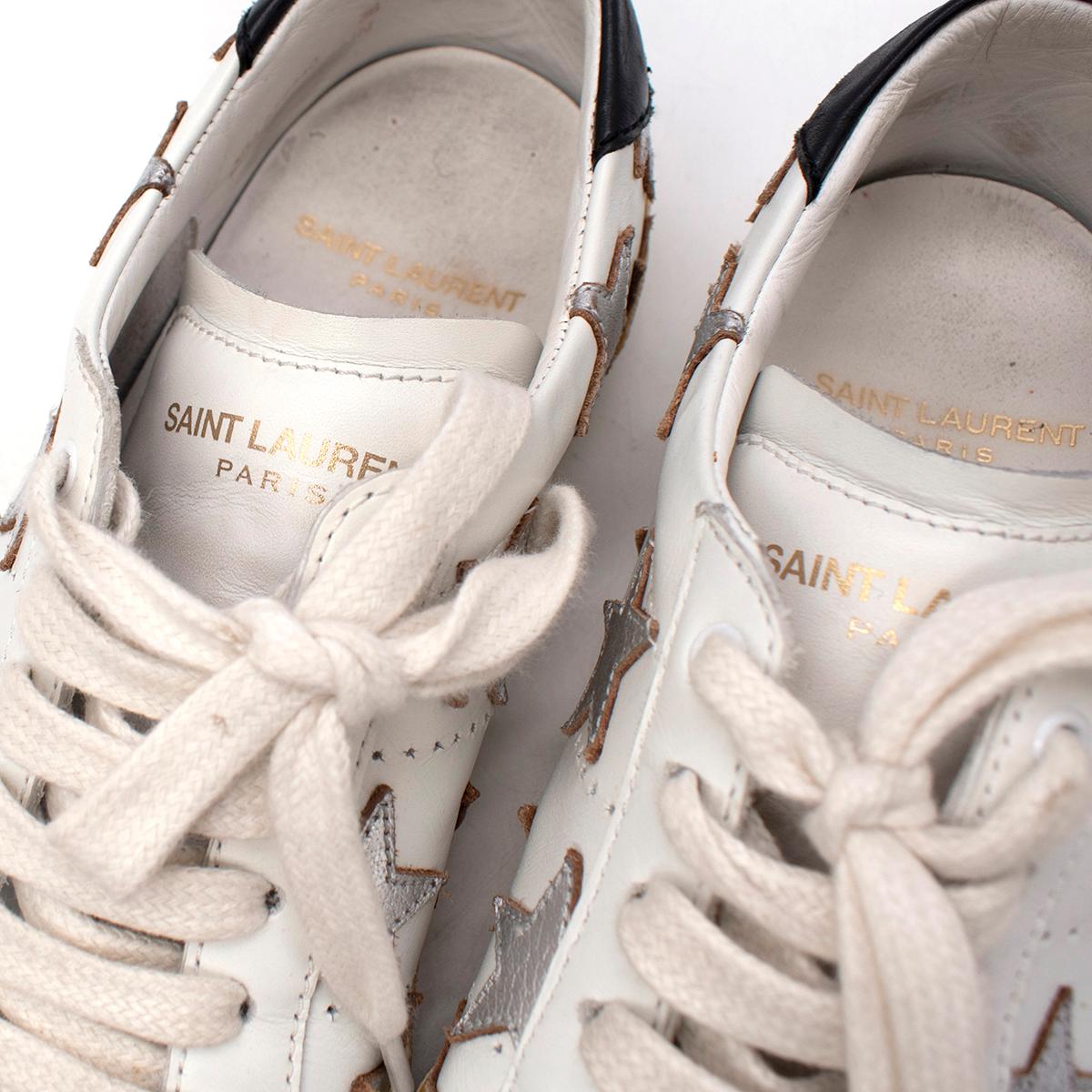 Saint Laurent White California Court Classic Star Sneakers - US 6 In Excellent Condition For Sale In London, GB