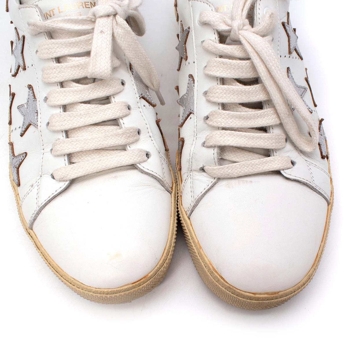 Saint Laurent White California Court Classic Star Sneakers - US 6 For Sale 1