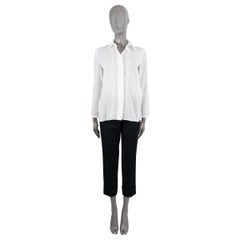 SAINT LAURENT white cotton 2015 BRODERIE ANGLAISE SHEER Blouse Shirt 36 XS