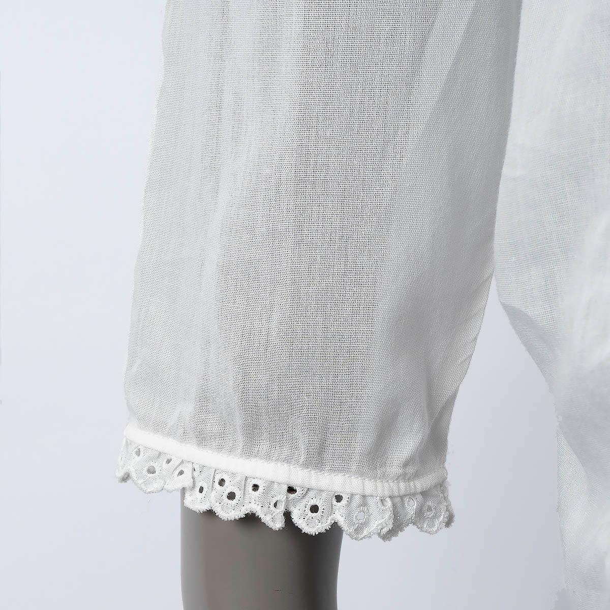SAINT LAURENT white cotton 2015 BRODERIE ANGLAISE SHEER Blouse Shirt 36 XS For Sale 2