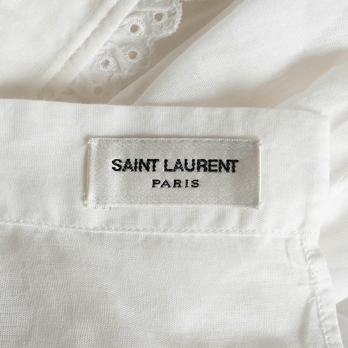 SAINT LAURENT white cotton 2015 BRODERIE ANGLAISE SHEER Blouse Shirt 36 XS For Sale 4