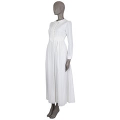 SAINT LAURENT white cotton BRODERIE ANGLAISE MAXI Dress 38
