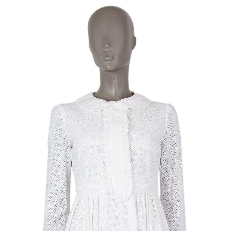 SAINT LAURENT white cotton BRODERIE ANGLAISE MAXI Dress 38 For