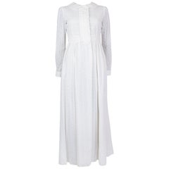 SAINT LAURENT white cotton BRODERIE ANGLAISE MAXI Dress 38
