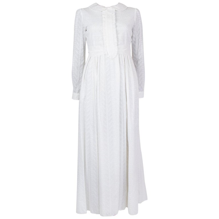 SAINT LAURENT white cotton BRODERIE ANGLAISE MAXI Dress 38 For Sale at ...