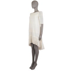 SAINT LAURENT white cotton BRODERIE ANGLAISE RUFFLE Dress 36