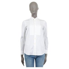 SAINT LAURENT white cotton PLEATED BIB POPLIN TUXEDO Shirt 36 XS