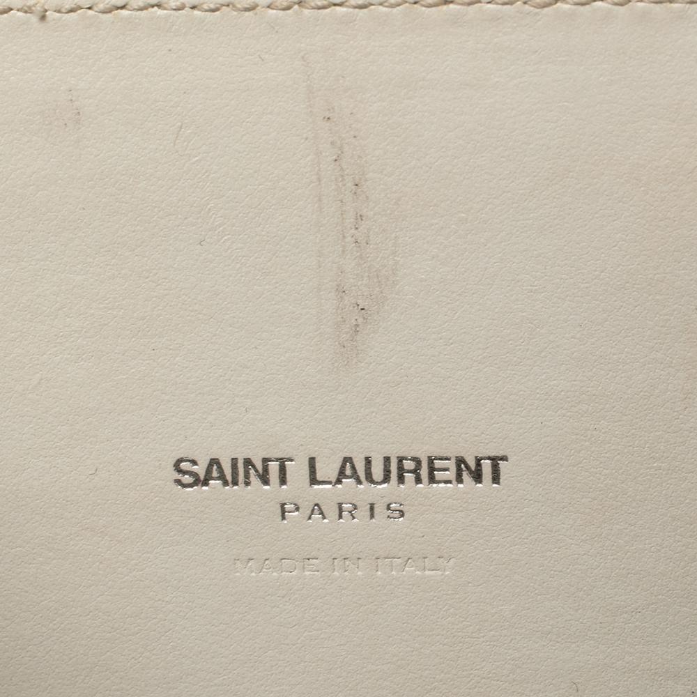 Saint Laurent White Croc Embossed Leather Baby Classic Sac De Jour Tote 1