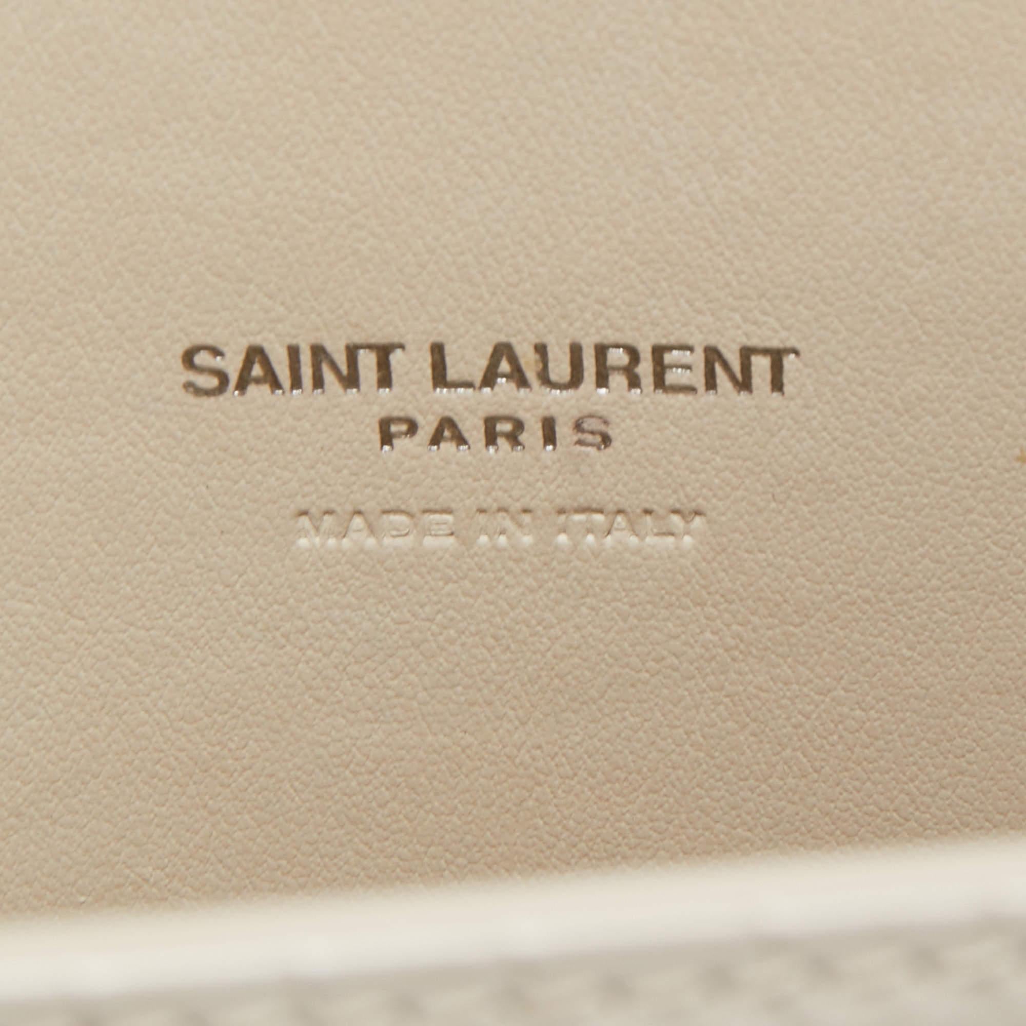 Saint Laurent White Croc Leather Nano Classic Sac De Jour Tote 1
