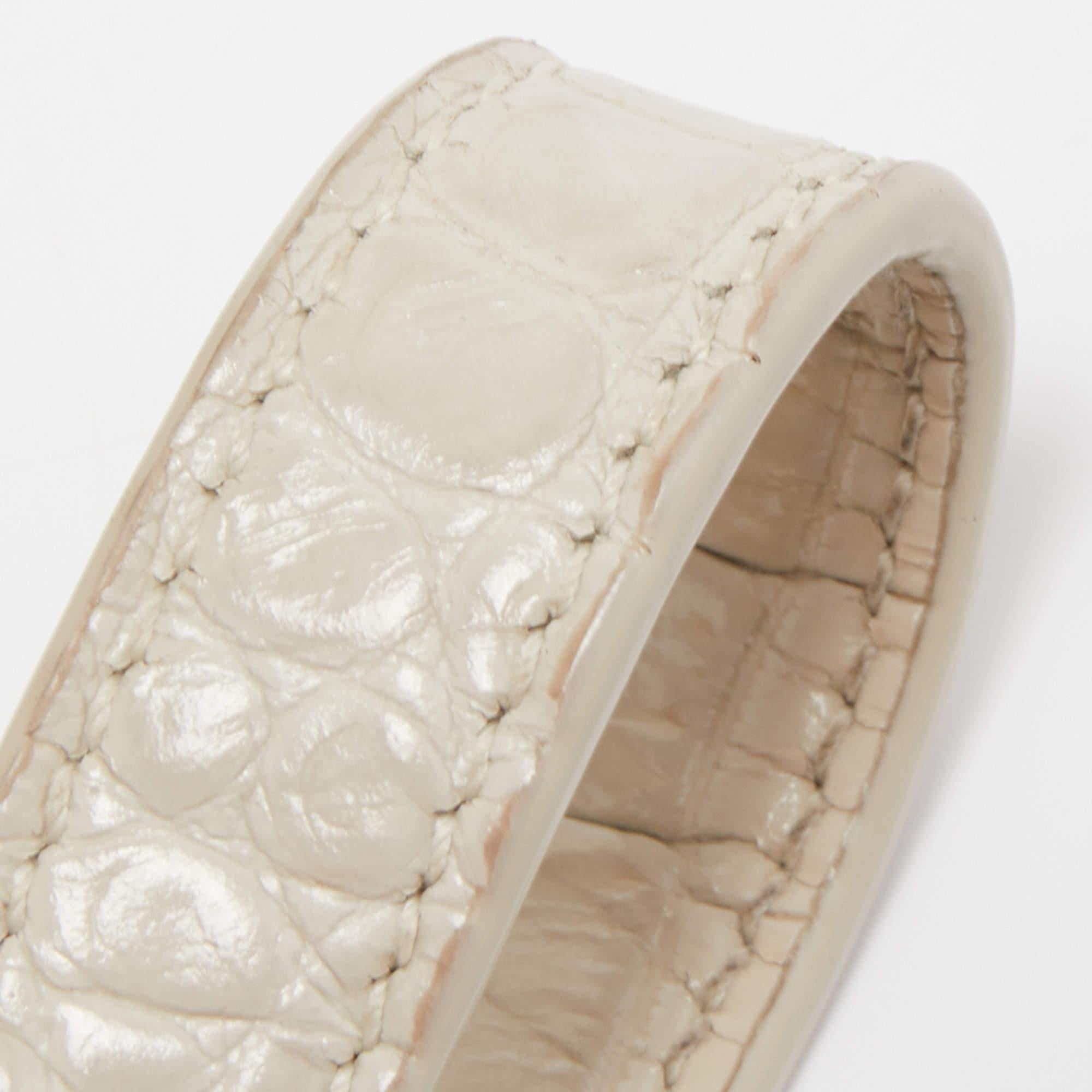 Saint Laurent White Croc Leather Nano Classic Sac De Jour Tote 4