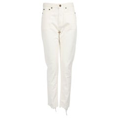 Saint Laurent White Denim Skinny Distressed Jeans Size S