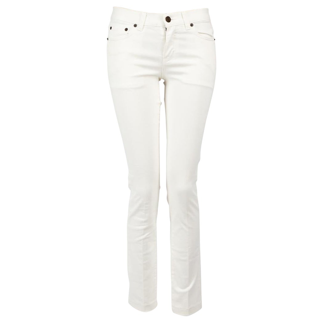Saint Laurent White Denim Skinny Fit Jeans Size S
