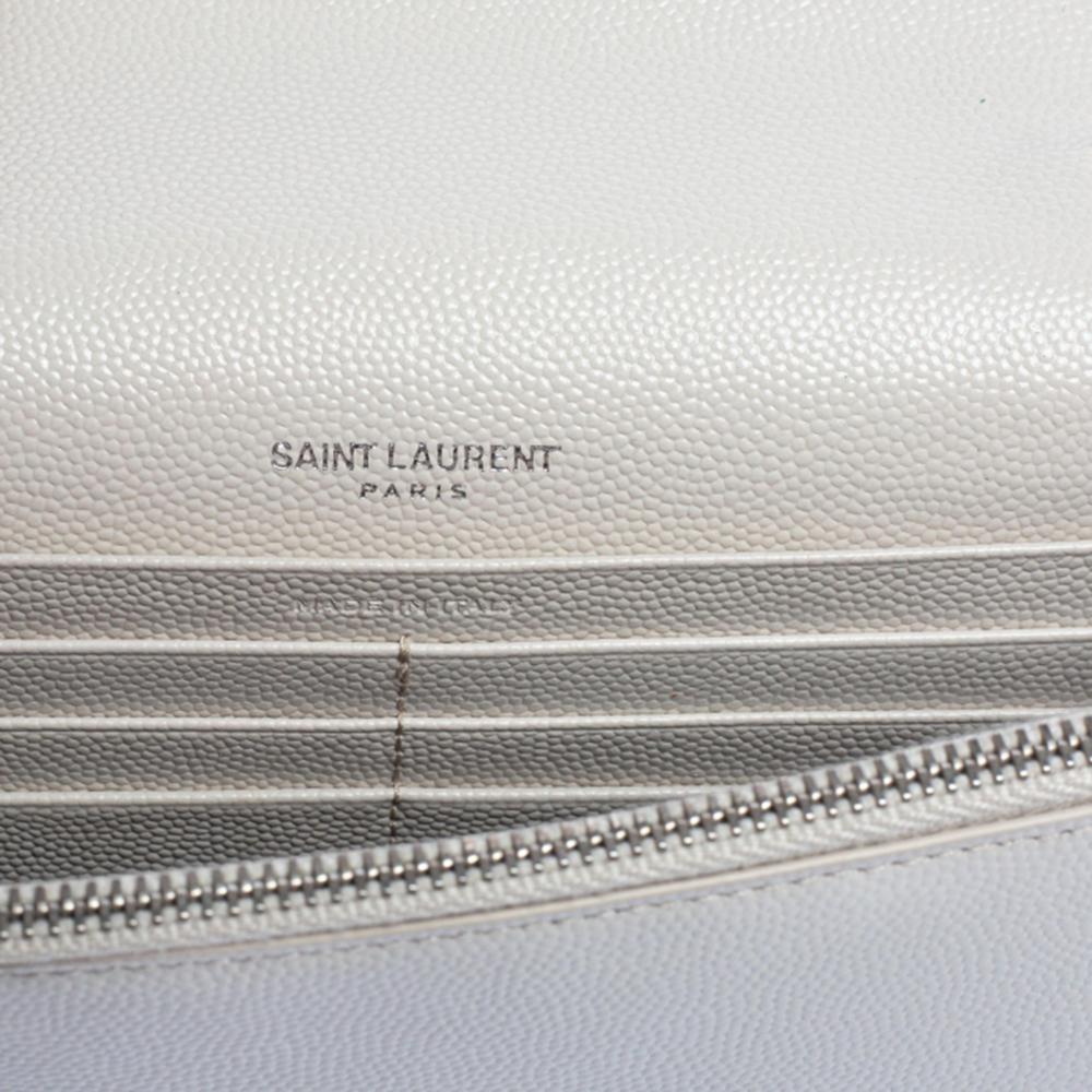 Saint Laurent White Grained Leather Kate Wallet on Chain 3