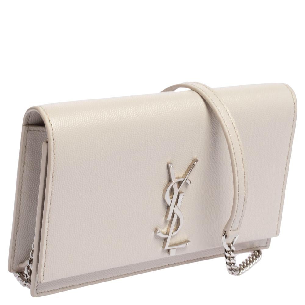 white ysl bag with silver chain