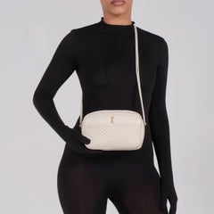 Saint Laurent White Lambskin Victoire Camera Bag