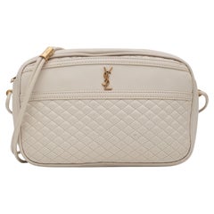Saint Laurent White Lambskin Victoire Camera Bag