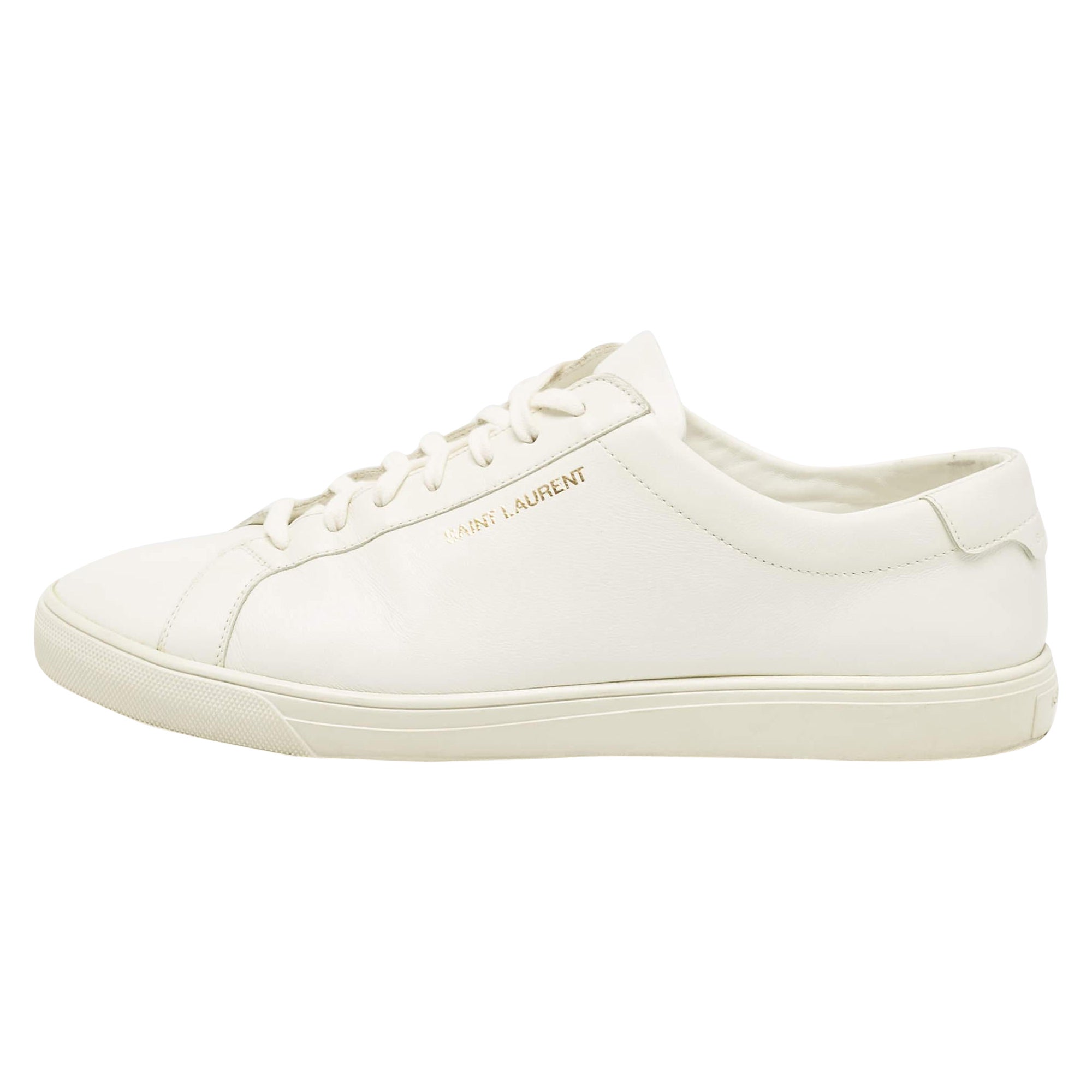 Saint Laurent White Leather Andy Sneakers Size 44