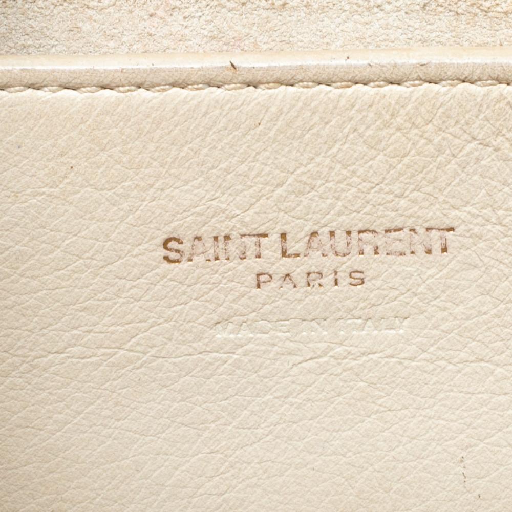 Saint Laurent White Leather Baby Monogram Cabas Tote 3
