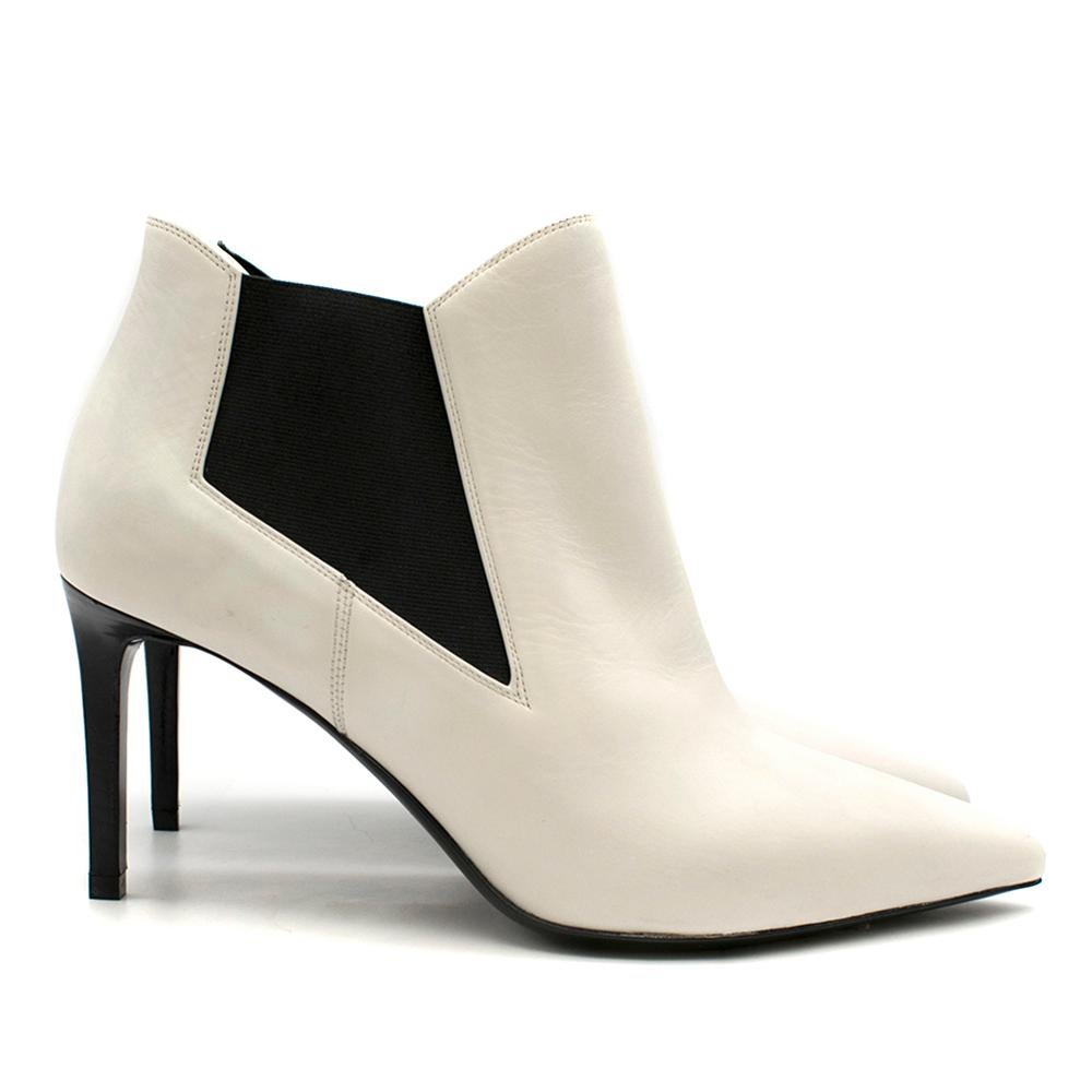 Saint Laurent White Leather Chelsea Ankle Boots SIZE 37 In Excellent Condition In London, GB