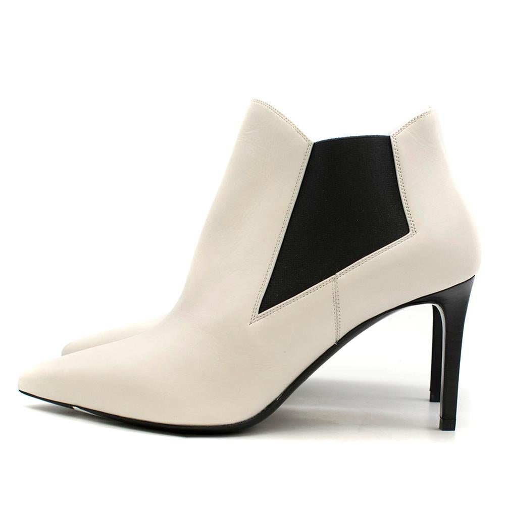 Saint Laurent White Leather Chelsea Ankle Boots SIZE 37 2