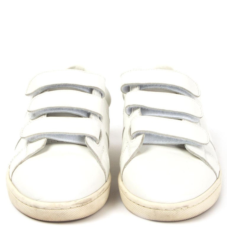 SAINT LAURENT white leather CLASSIC COURT VELCRO Sneakers Shoes 39 For Sale  at 1stDibs
