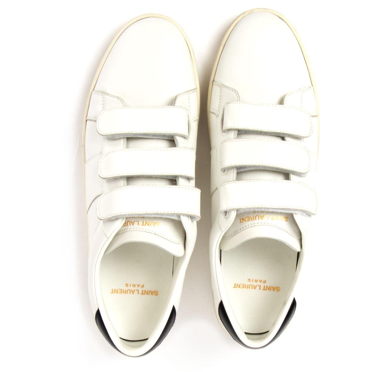 De las mujeres SAINT LAURENT cuero blanco CLASSIC COURT VELCRO Zapatillas Zapatos 39