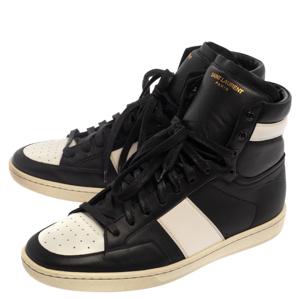 Saint Laurent White Leather Court Classic High Top Sneakers Size 41 In Good Condition In Dubai, Al Qouz 2