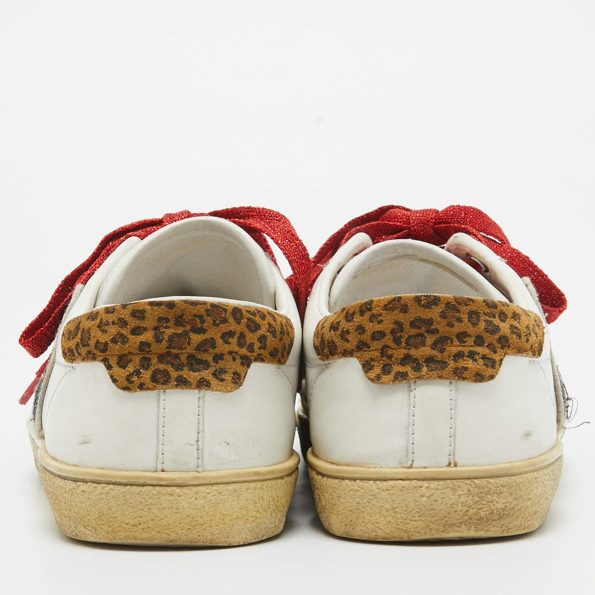 Saint Laurent White Leather Court Classic Sneakers Size 37 For Sale 1