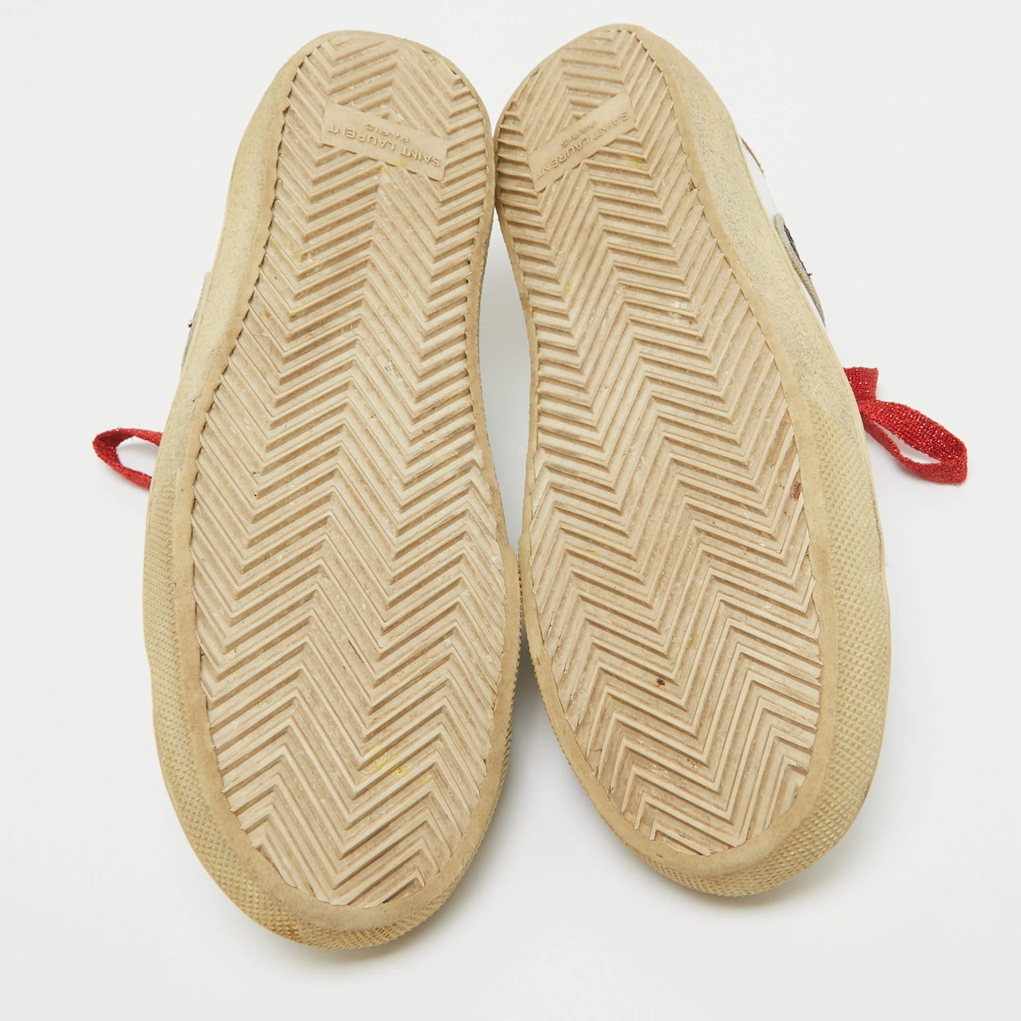 Saint Laurent White Leather Court Classic Sneakers Size 37 For Sale 2