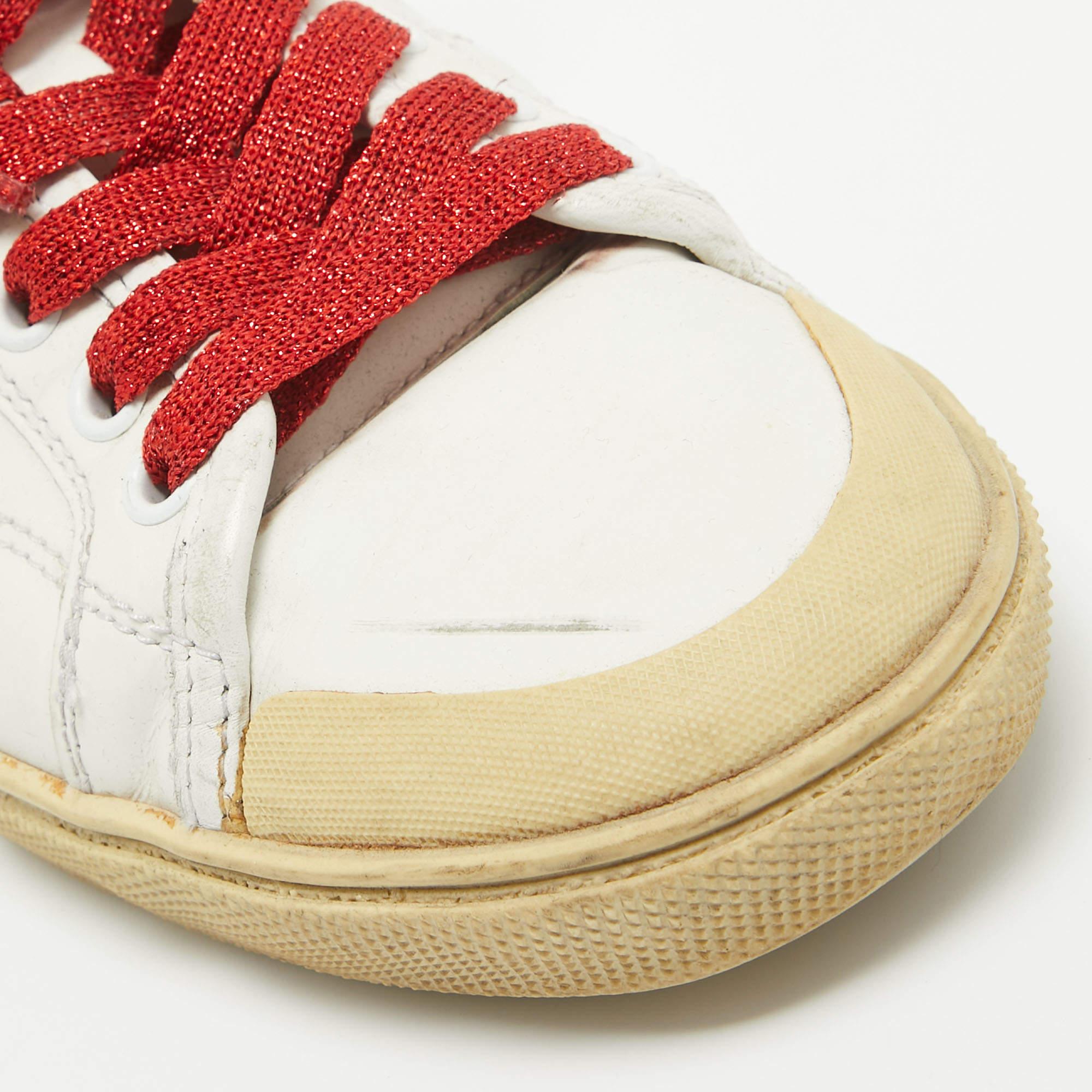 Saint Laurent White Leather Court Classic Sneakers Size 37 For Sale 3