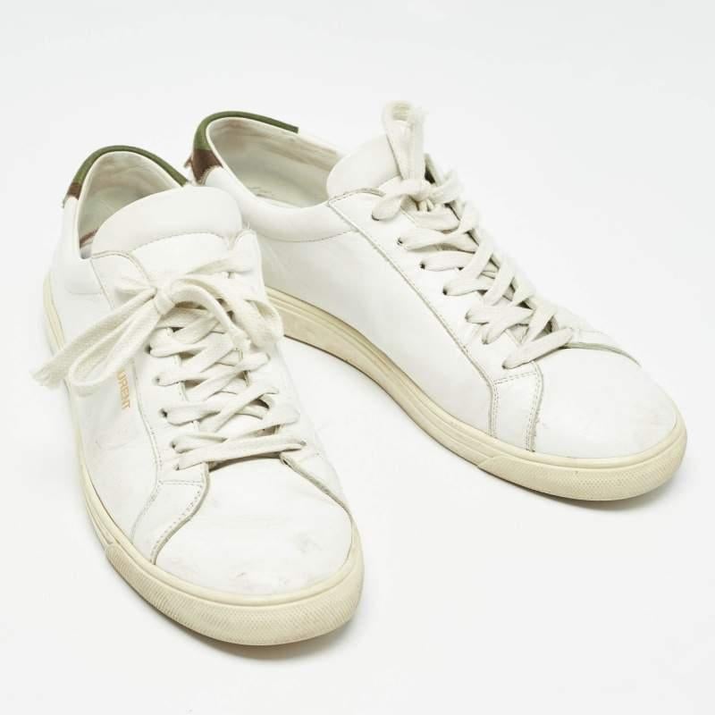 Women's Saint Laurent White Leather Court Classic Sneakers Size 40 For Sale