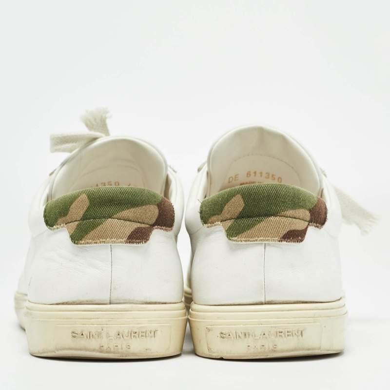 Saint Laurent White Leather Court Classic Sneakers Size 40 For Sale 1