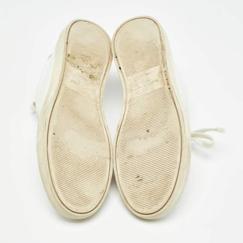 Saint Laurent White Leather Court Classic Sneakers Size 40 For Sale 2