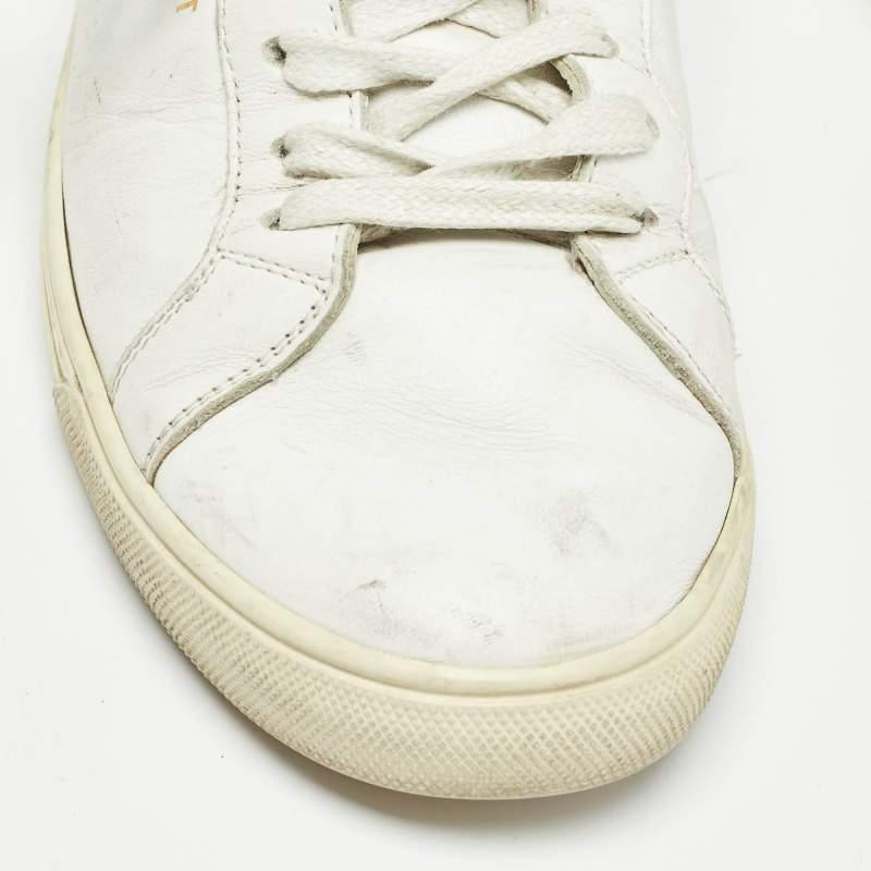 Saint Laurent White Leather Court Classic Sneakers Size 40 For Sale 3