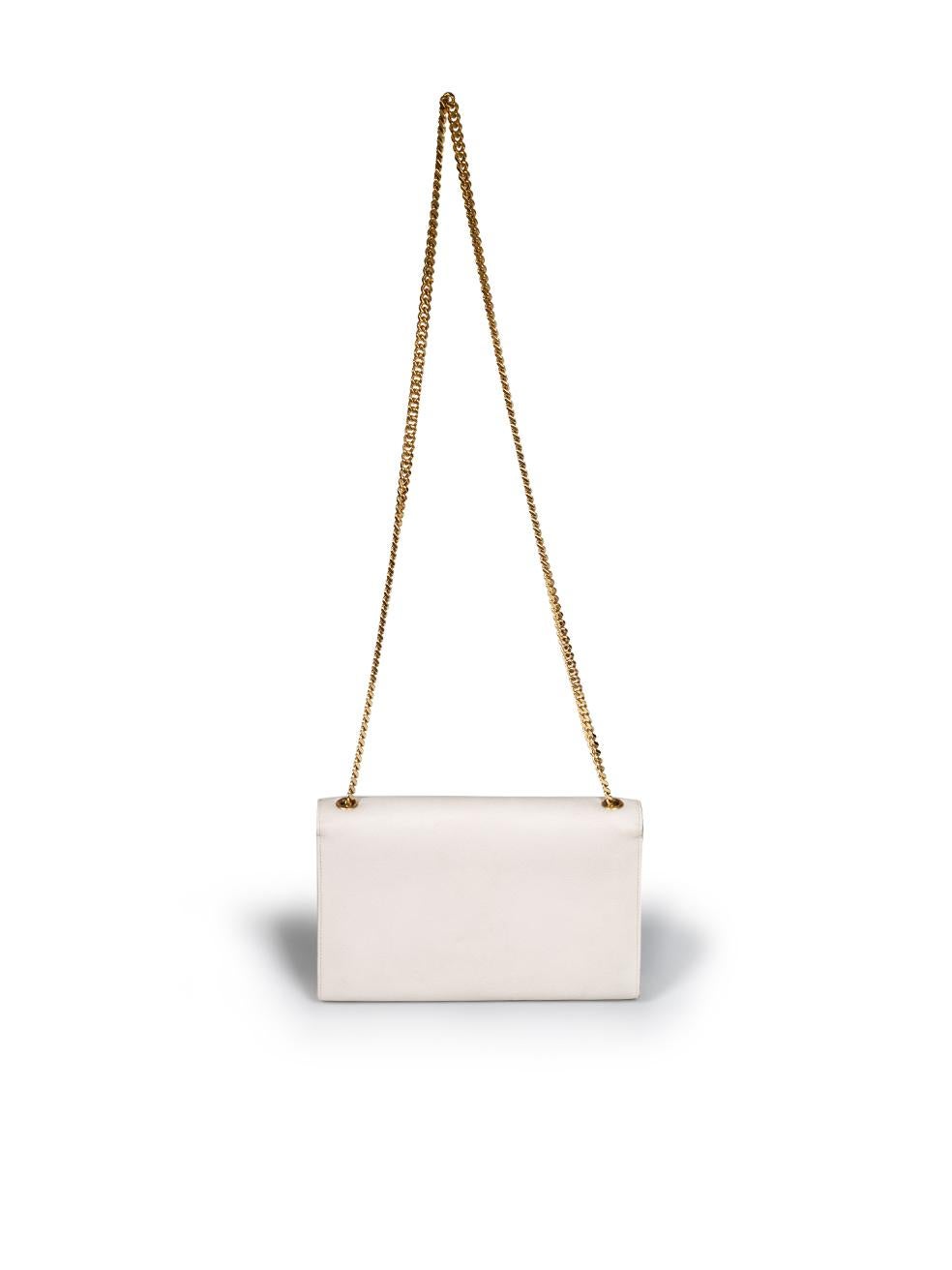 Saint Laurent White Leather Kate Medium Shoulder Bag In Good Condition For Sale In London, GB