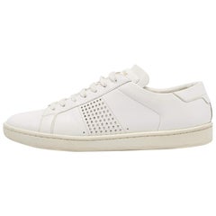 Saint Laurent White Leather Lace Up Sneakers Size 36