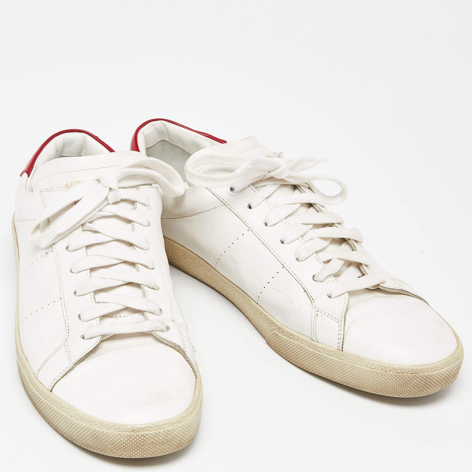 Saint Laurent White Leather Lace Up Sneakers Size 43 2