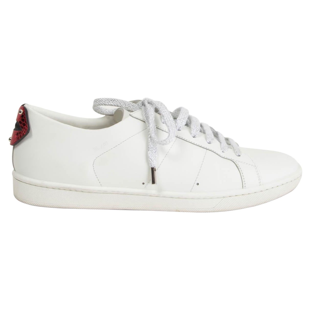 SAINT LAURENT LIPS CLASSIC COURT Turnschuhe aus weißem Leder 39,5